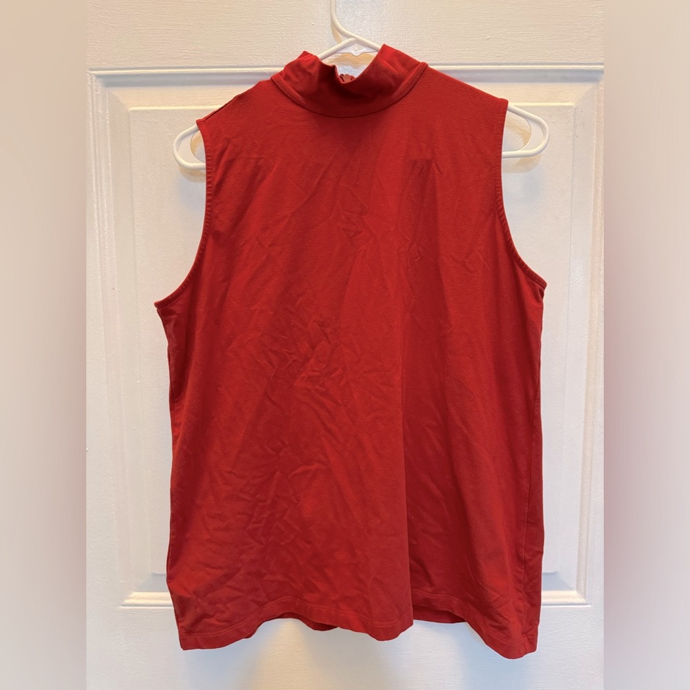 Chicos Dark Orange Terracotta Mock-neck Shell 2 Large